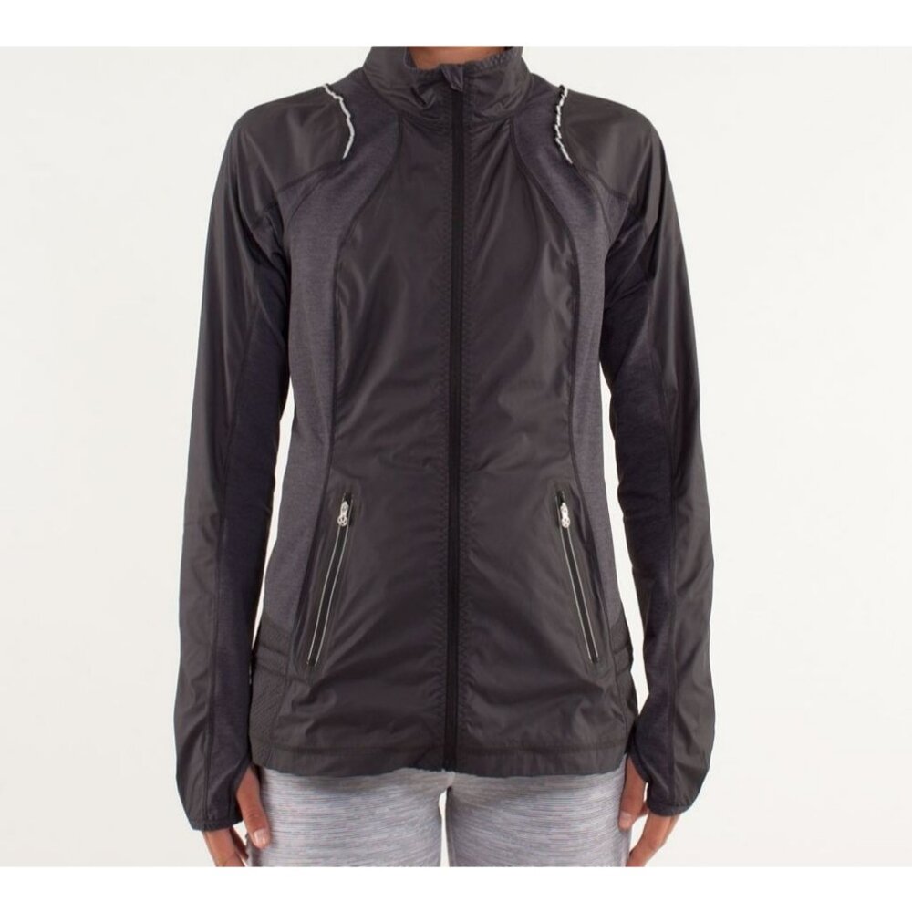 Lululemon Run Nothin' But Run Jacket Full Zip Lightweight Black Coat Women's 4